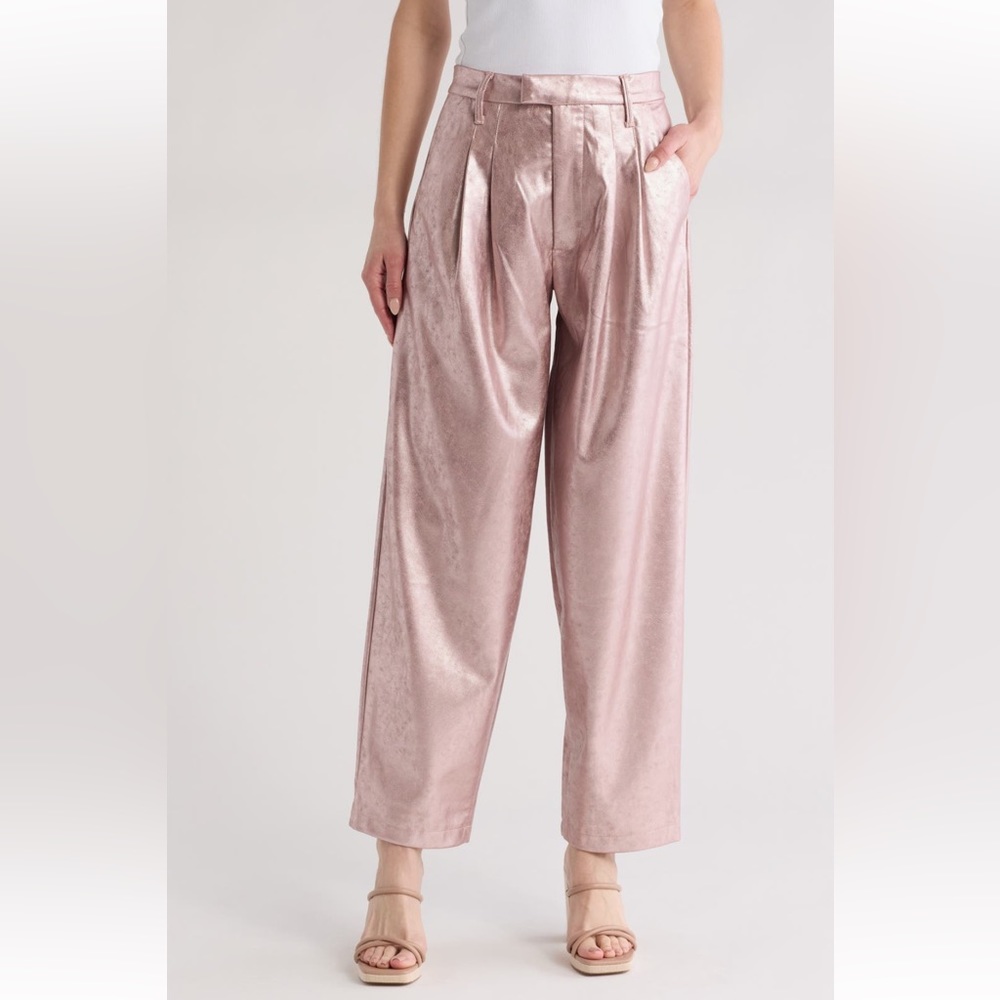 MOTHER THE PINKY SWEAR PLEATED STARLET PREP SKIMP PANT Faux Leather Size 27 NEW